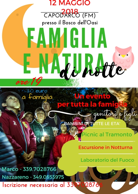 FN NOTTE 12.5.18 12 maggio   Famiglia e Natura di Notte@Oasi di Capodarco