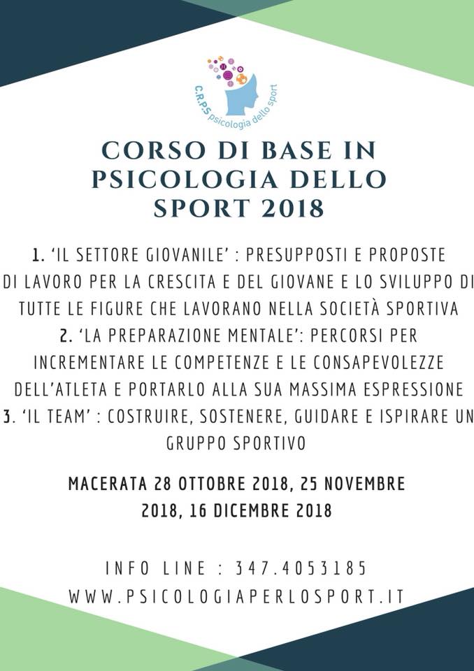 CORSO BASE 2018 Corso Base in Psicologia dello Sport Macerata